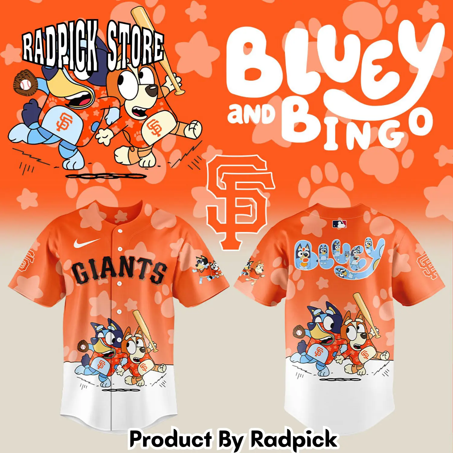Radpick san francisco giants bluey and bingo baseball jersey jti rp127148